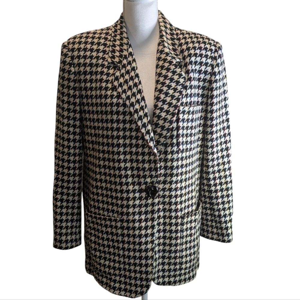 Vtg Lynn Greene For Richard Neal Houndstooth Blazer Jacket Medium MulticolorsP